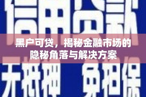 宝应黑户可贷，揭秘金融市场的隐秘角落与解决方案